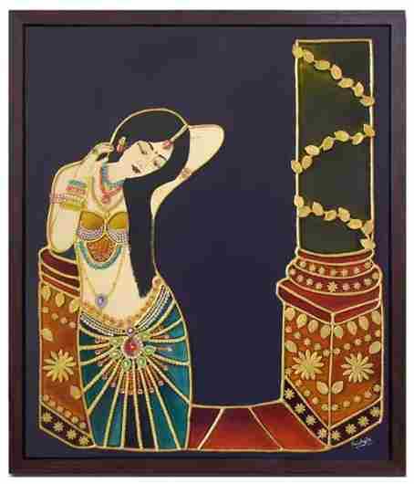 Beautiful Lavanya Meenakari Painting By Kavyshilp Handmade With Fibre Box Frame Size 22 X...